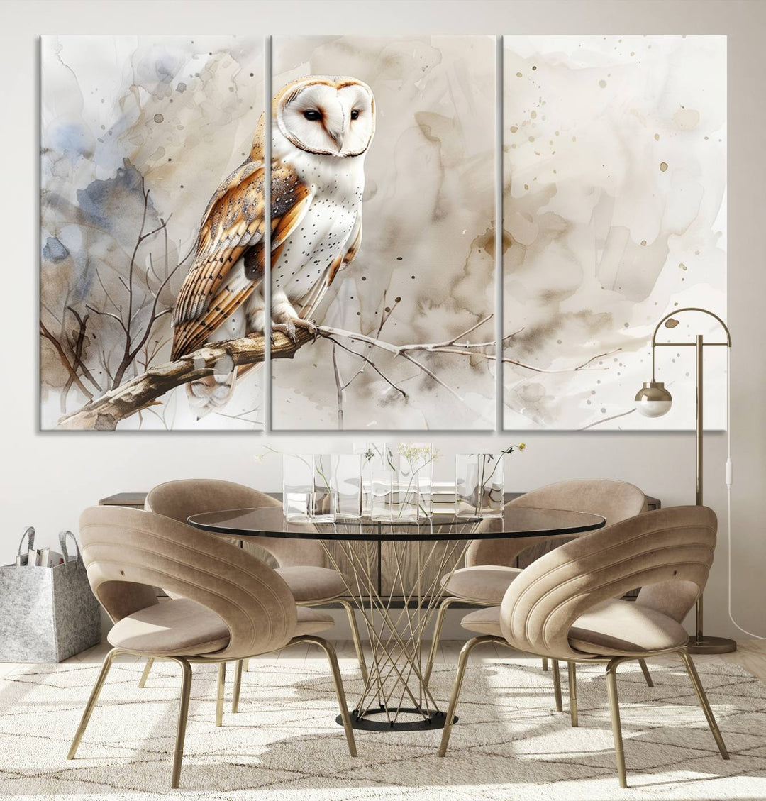 Watercolor Abstract Owl Wall Art Canvas Print