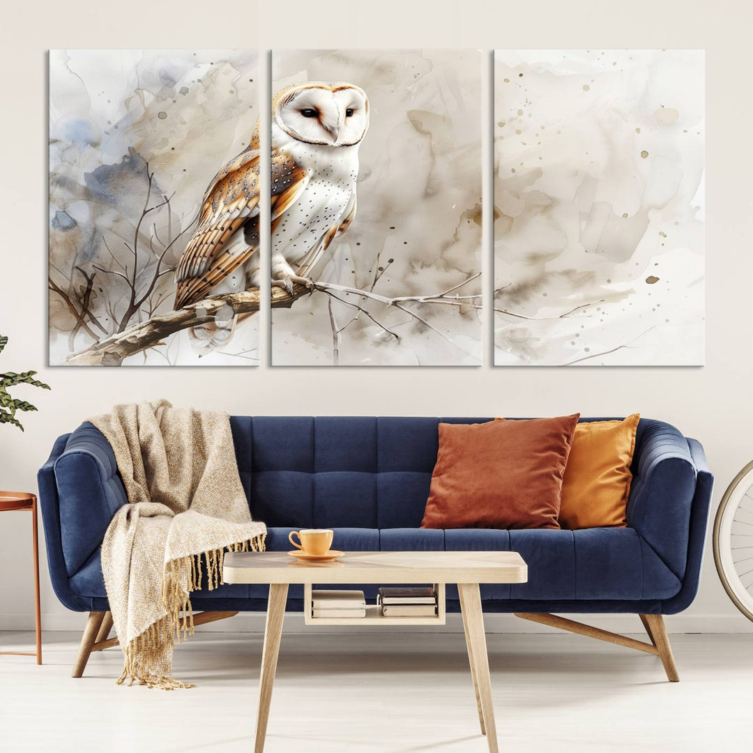 Watercolor Abstract Owl Wall Art Canvas Print