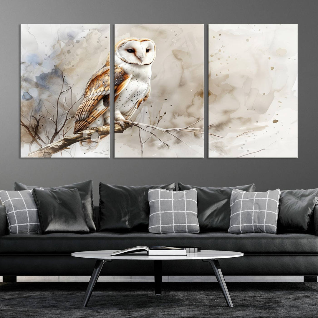 Watercolor Abstract Owl Wall Art Canvas Print