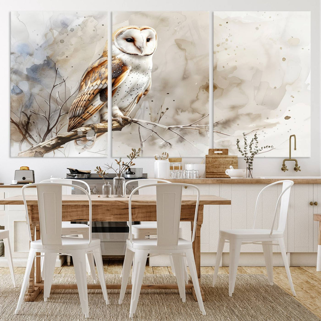 Watercolor Abstract Owl Wall Art Canvas Print