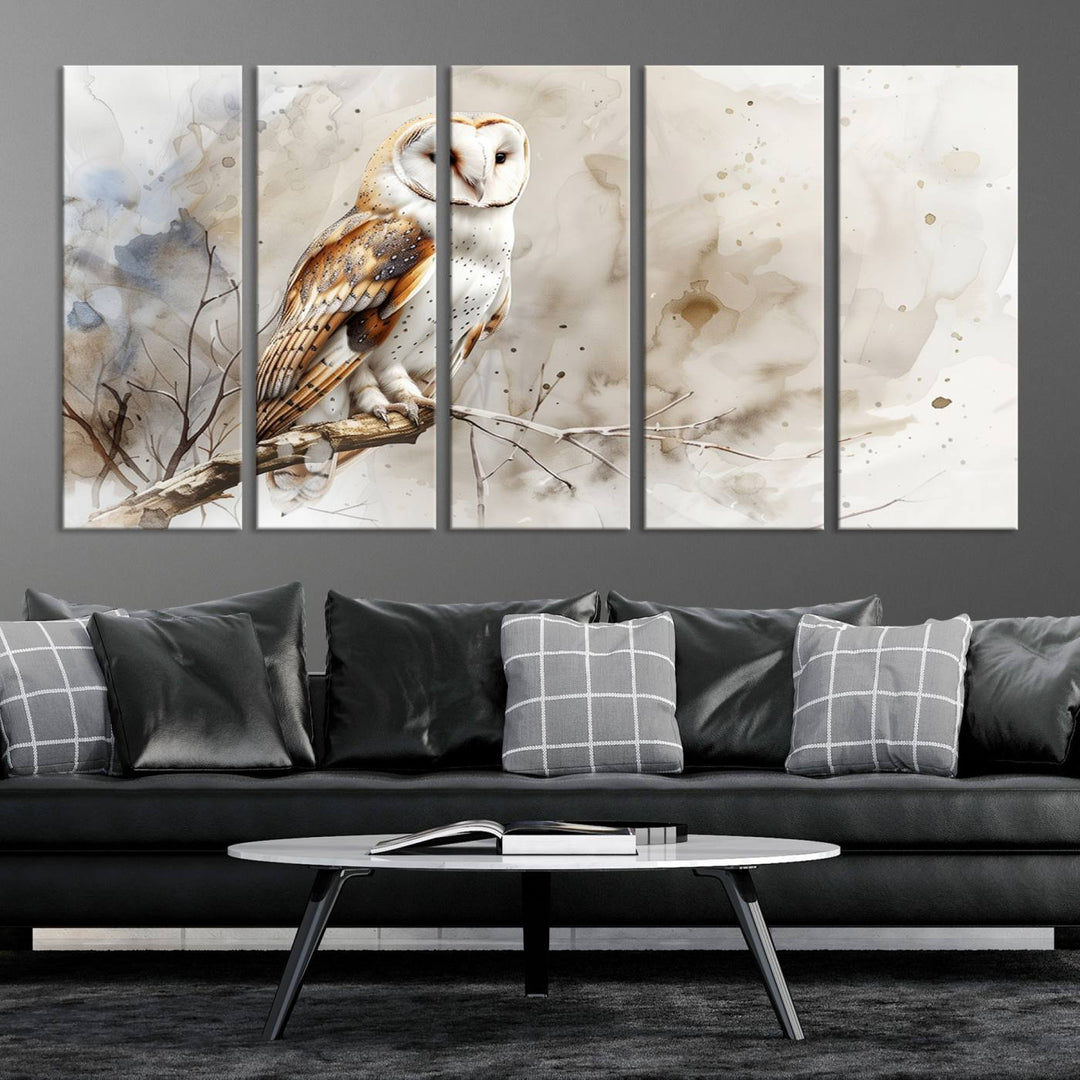 Watercolor Abstract Owl Wall Art Canvas Print