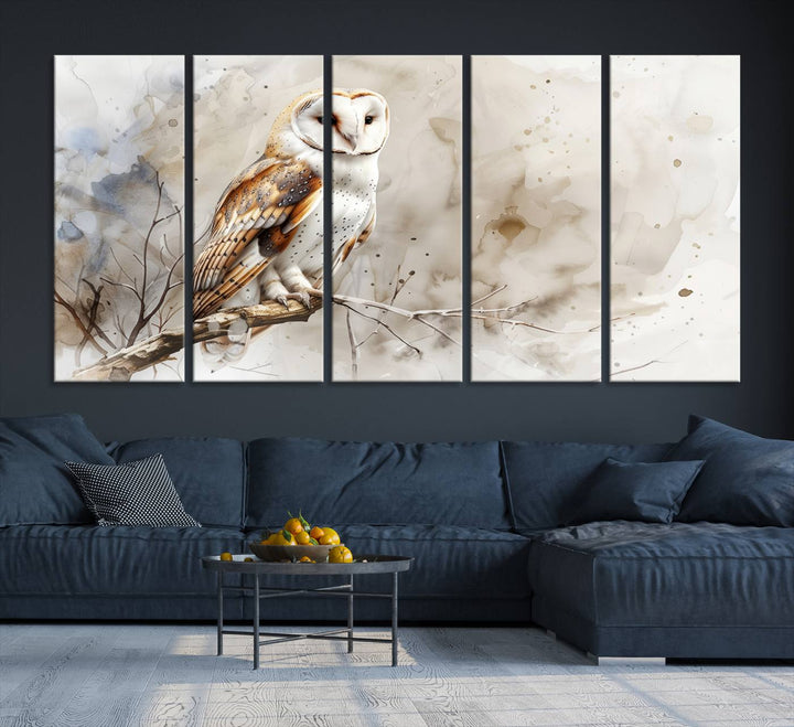 Watercolor Abstract Owl Wall Art Canvas Print