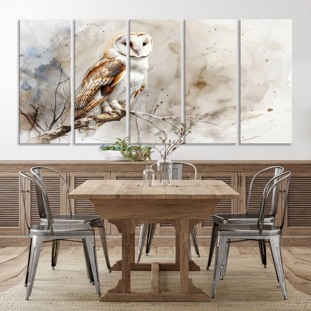 Watercolor Abstract Owl Wall Art Canvas Print