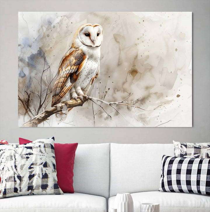 Watercolor Abstract Owl Wall Art Canvas Print