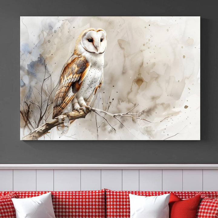 Watercolor Abstract Owl Wall Art Canvas Print