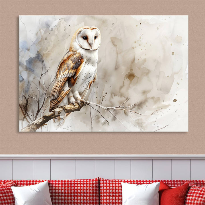 Watercolor Abstract Owl Wall Art Canvas Print