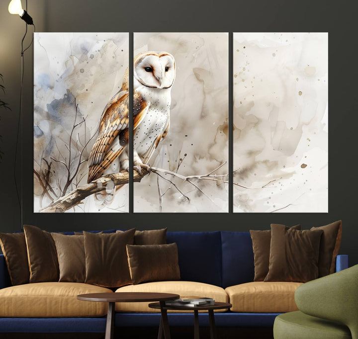 Watercolor Abstract Owl Wall Art Canvas Print