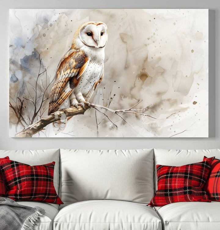 Watercolor Abstract Owl Wall Art Canvas Print