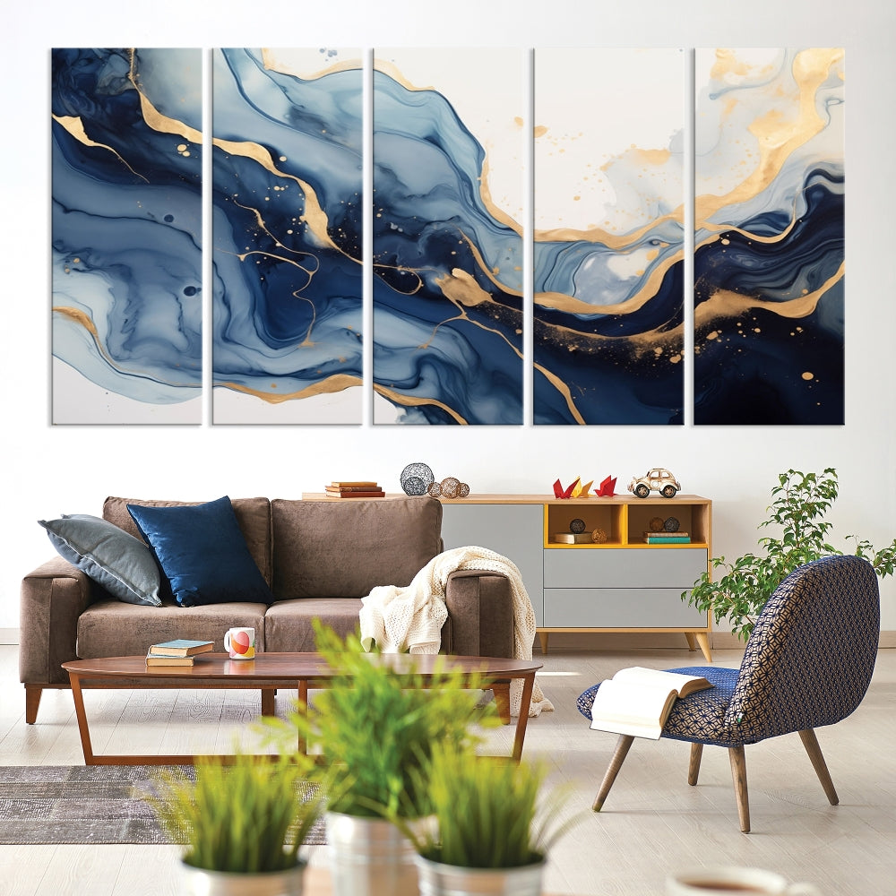 Watercolor Blue Painting Modern Canvas Wall Art Print Framed Printed and Mailed