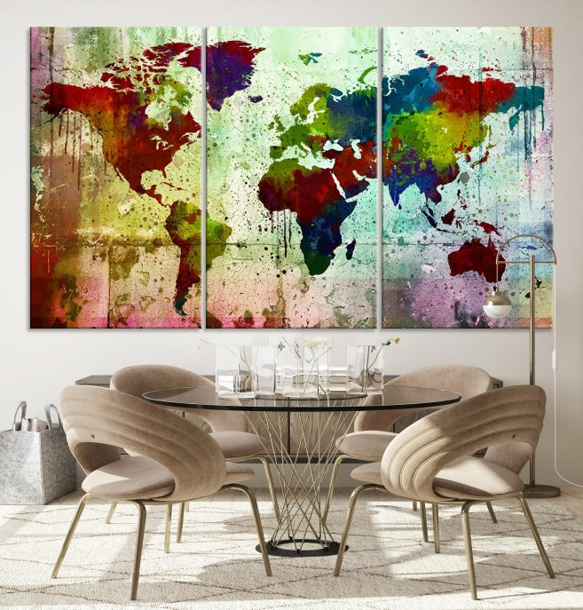 Watercolor World Map Canvas Print