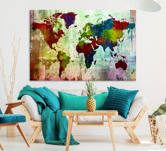 Watercolor World Map Canvas Print