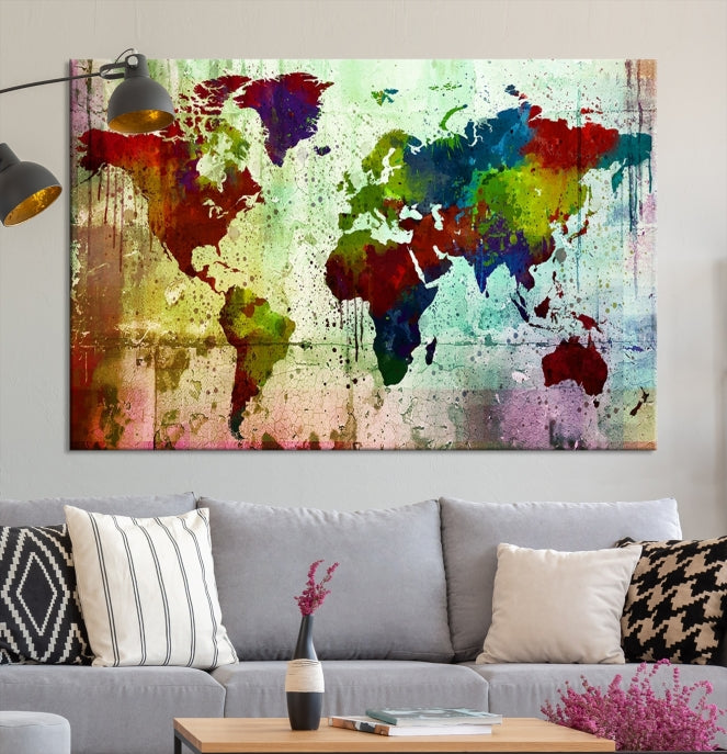 Watercolor World Map Canvas Print