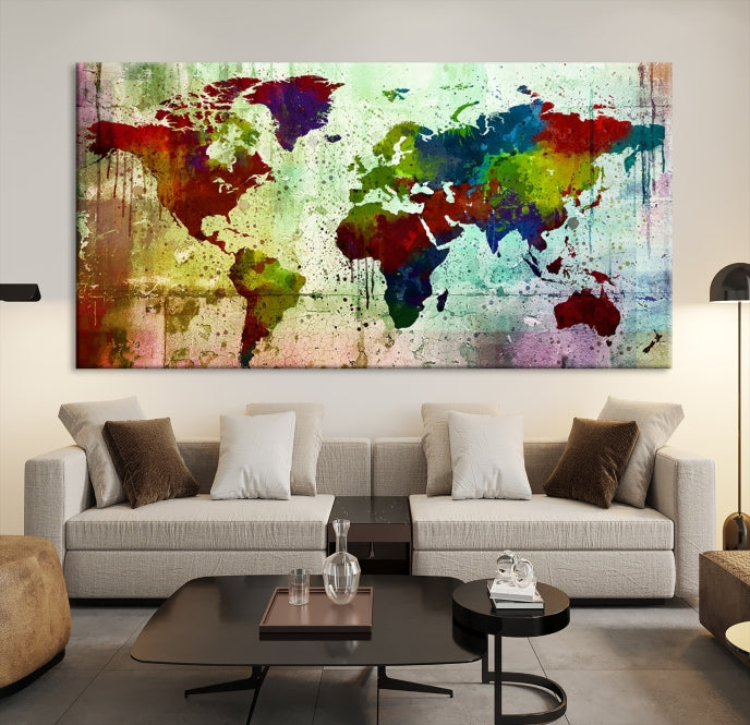 Watercolor World Map Canvas Print