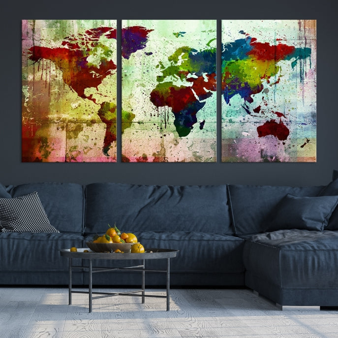 Watercolor World Map Canvas Print