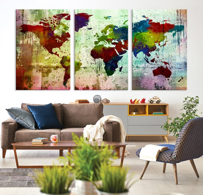 Watercolor World Map Canvas Print