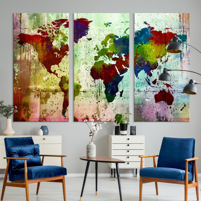 Watercolor World Map Canvas Print