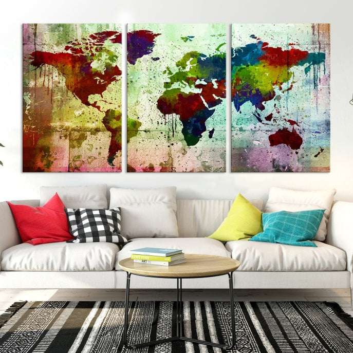 Watercolor World Map Canvas Print