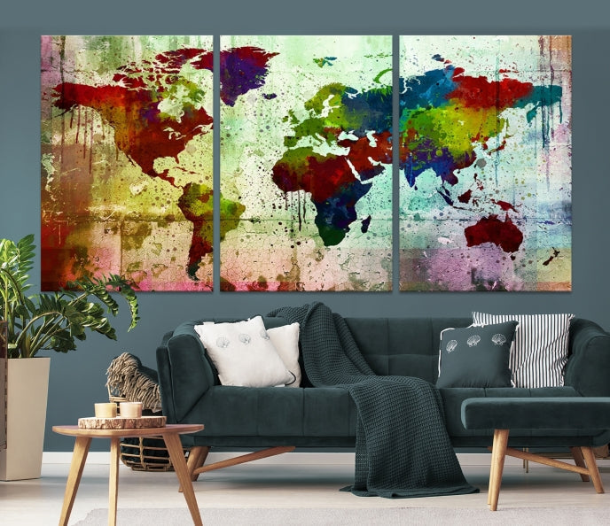 Watercolor World Map Canvas Print