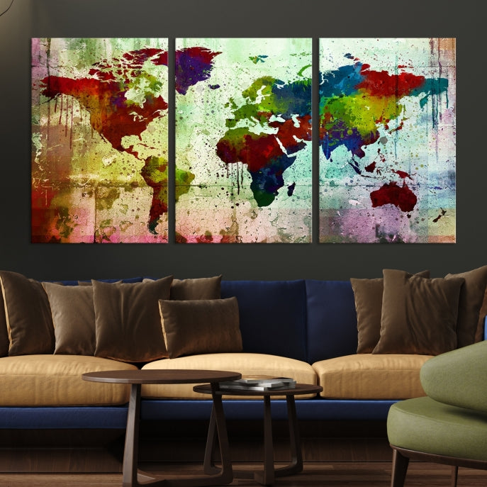 Watercolor World Map Canvas Print