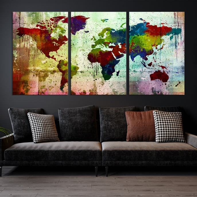 Watercolor World Map Canvas Print