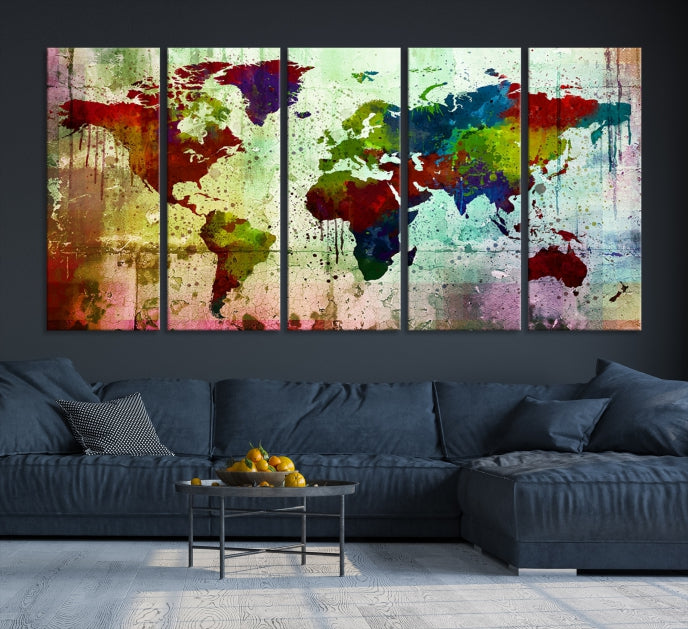 Watercolor World Map Canvas Print