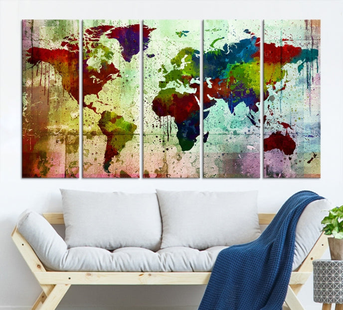 Watercolor World Map Canvas Print