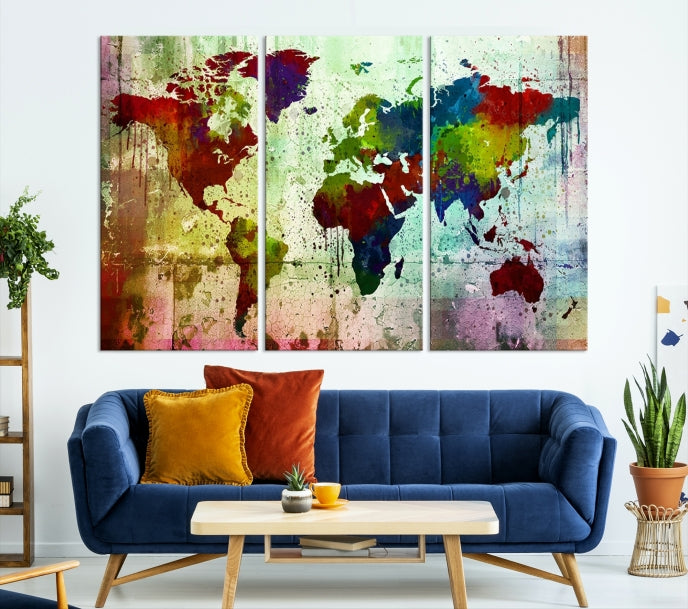 Watercolor World Map Canvas Print