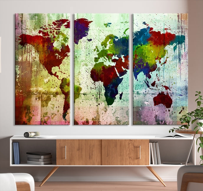 Watercolor World Map Canvas Print