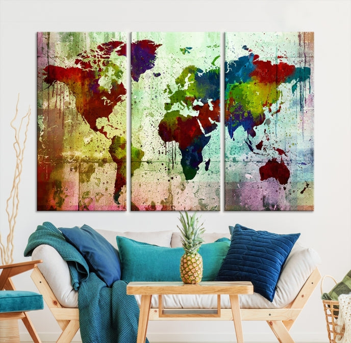 Watercolor World Map Canvas Print