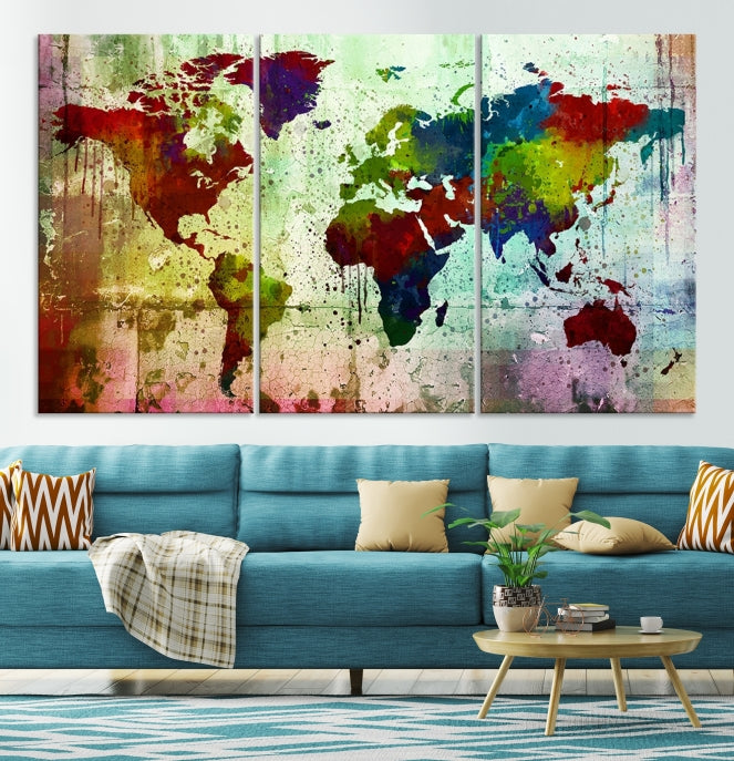 Watercolor World Map Canvas Print