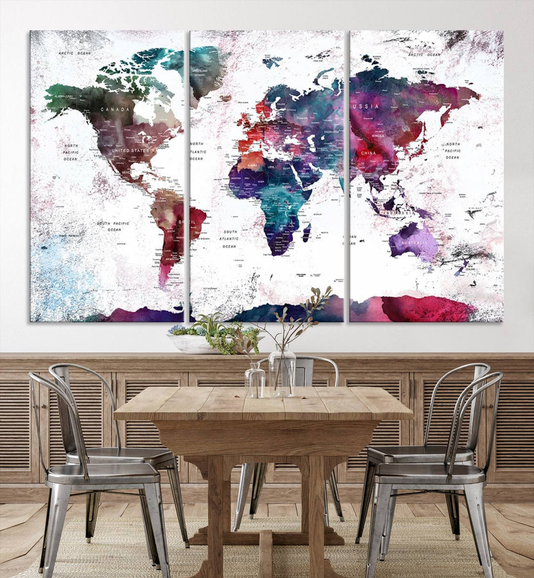 Watercolor World Map Wall Art