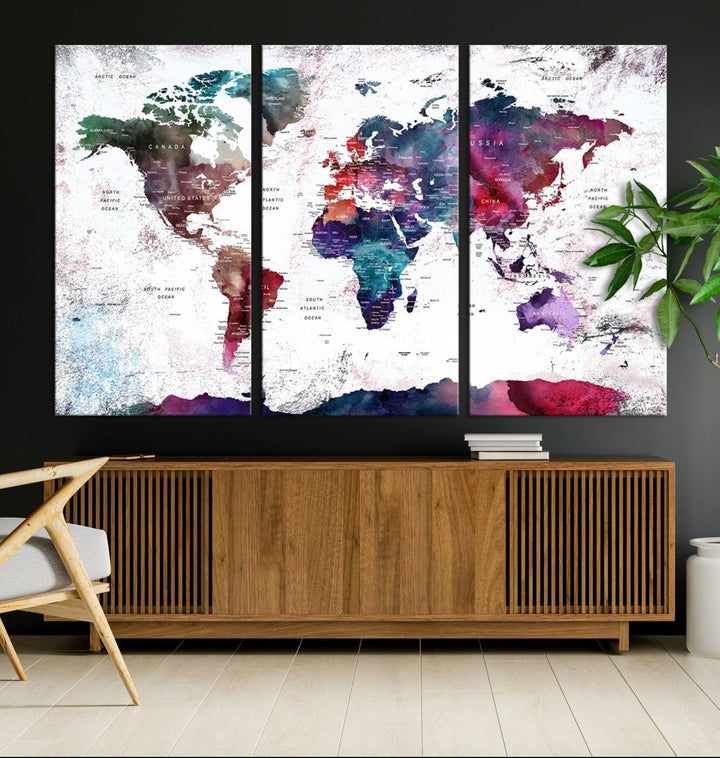 Watercolor World Map Wall Art