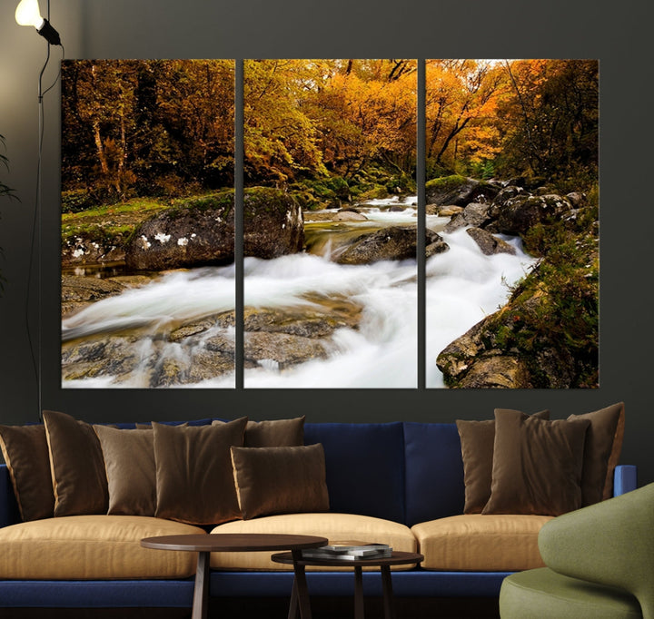 Waterfall Forest Landscape on Original Canvas Extra Large Wall Art Giclee Print