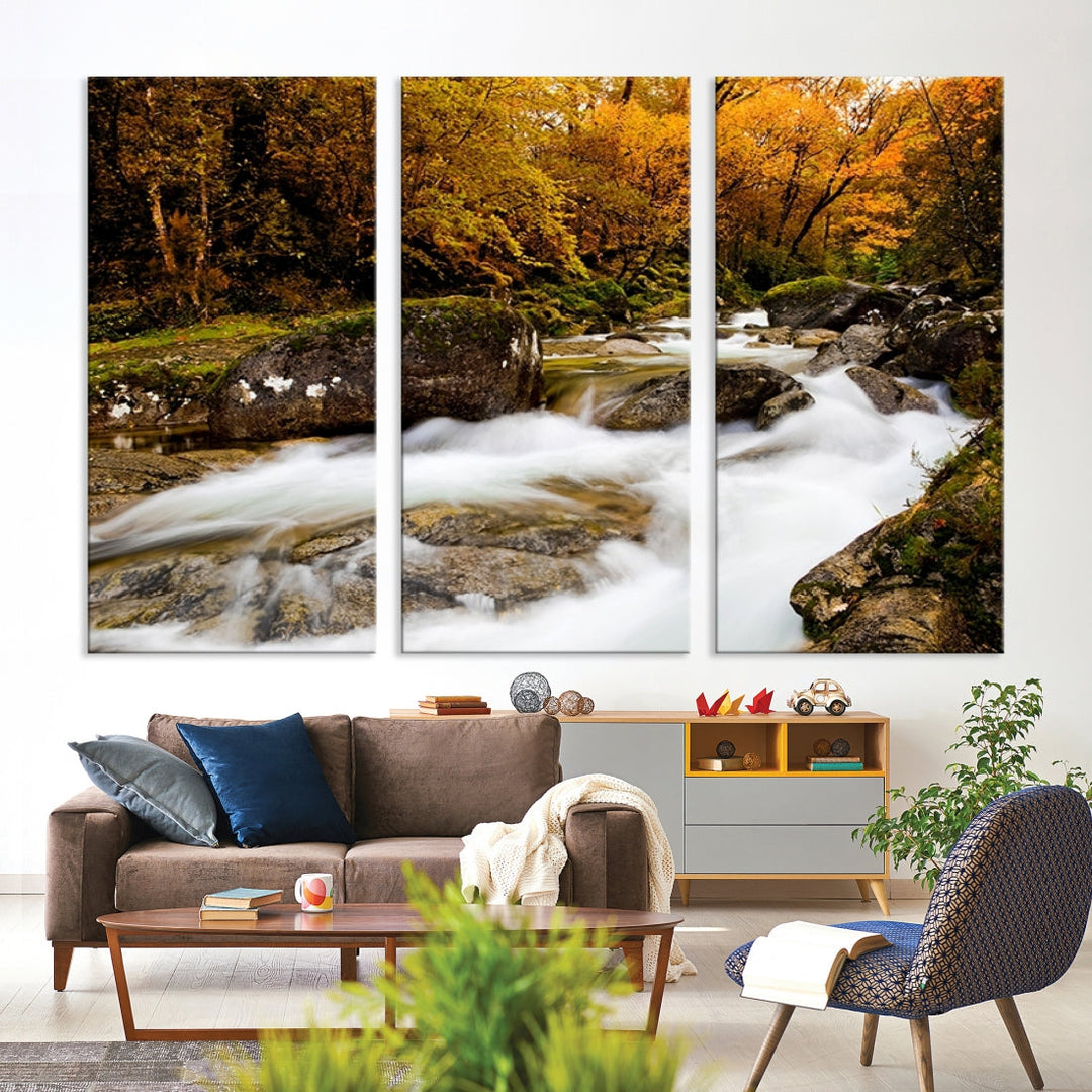 Waterfall Forest Landscape on Original Canvas Extra Large Wall Art Giclee Print