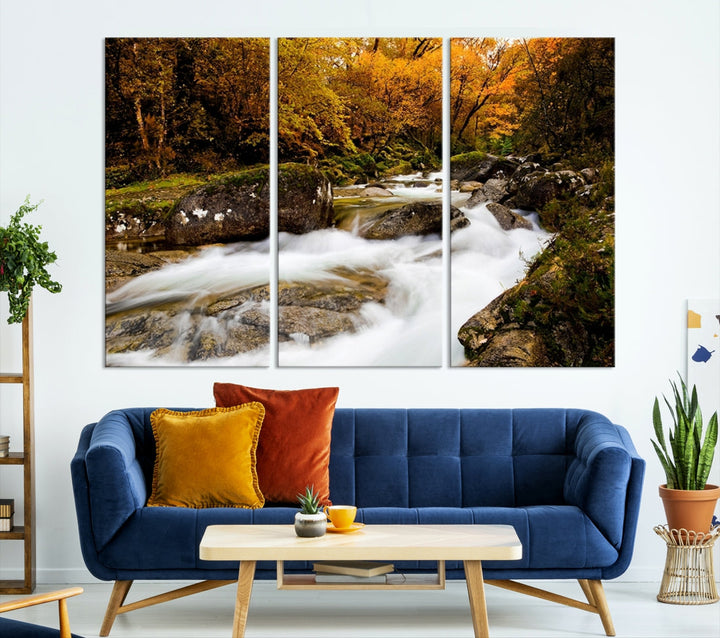 Waterfall Forest Landscape on Original Canvas Extra Large Wall Art Giclee Print