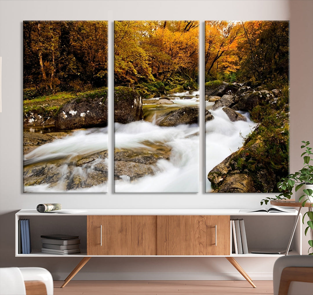 Waterfall Forest Landscape on Original Canvas Extra Large Wall Art Giclee Print