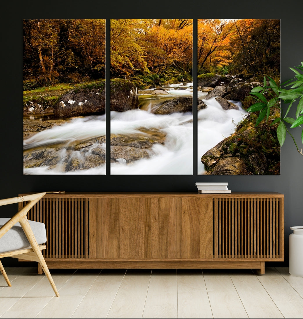 Waterfall Forest Landscape on Original Canvas Extra Large Wall Art Giclee Print