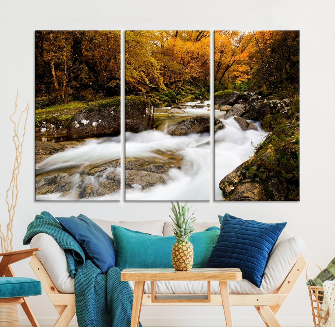 Waterfall Forest Landscape on Original Canvas Extra Large Wall Art Giclee Print