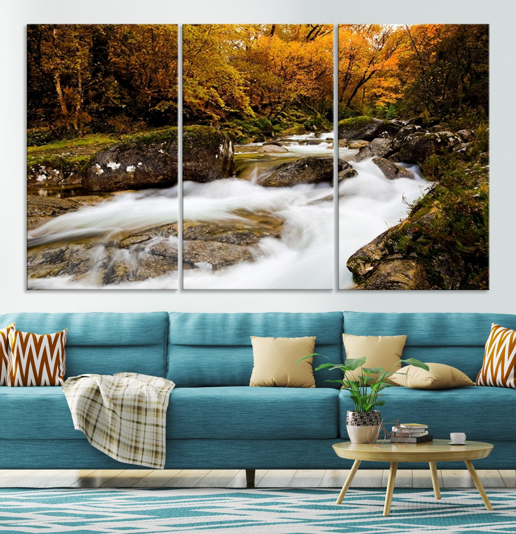 Waterfall Forest Landscape on Original Canvas Extra Large Wall Art Giclee Print