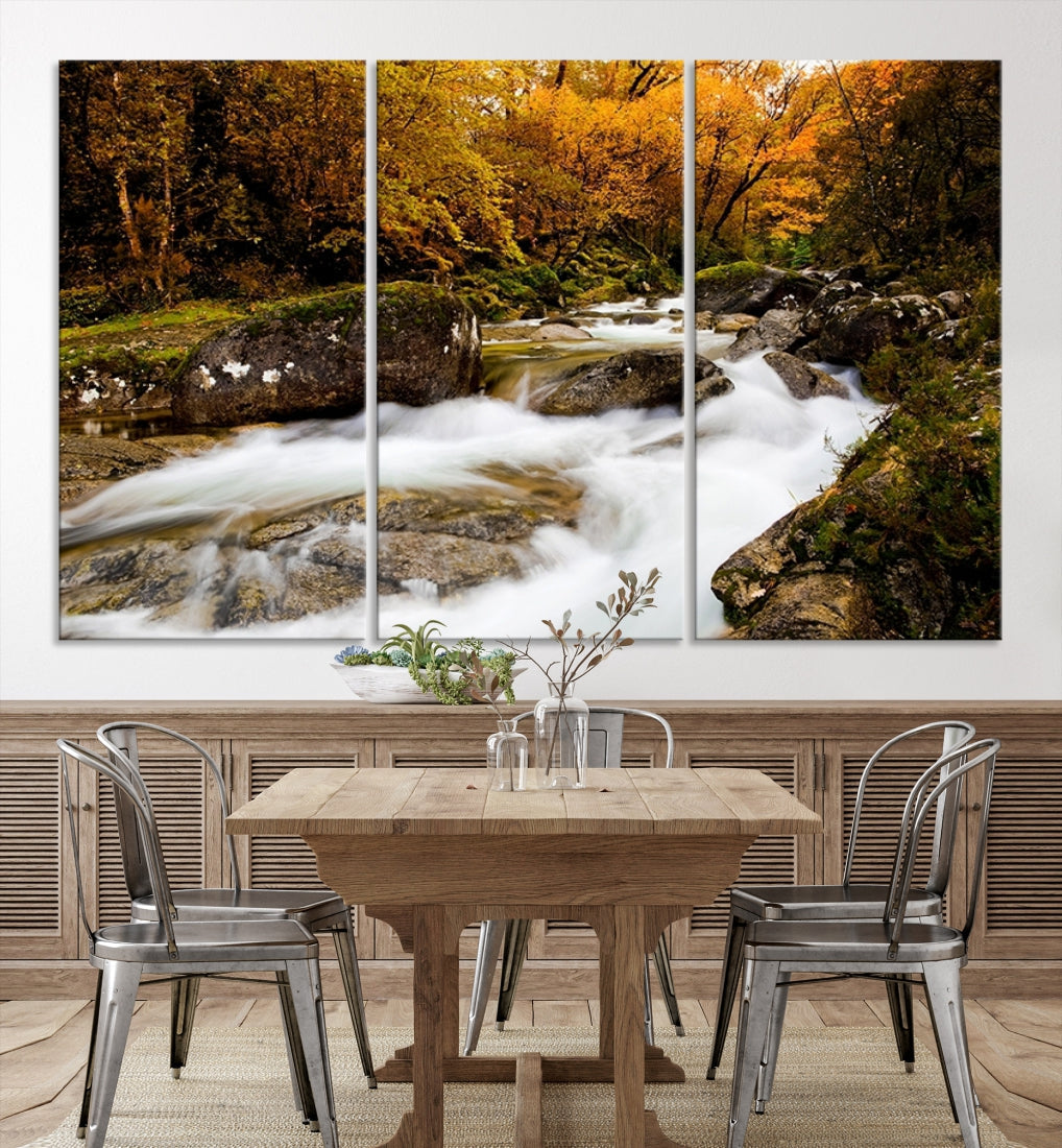 Waterfall Forest Landscape on Original Canvas Extra Large Wall Art Giclee Print