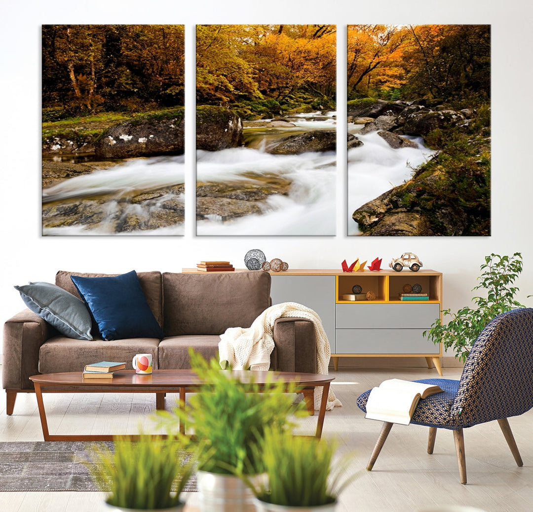 Waterfall Forest Landscape on Original Canvas Extra Large Wall Art Giclee Print