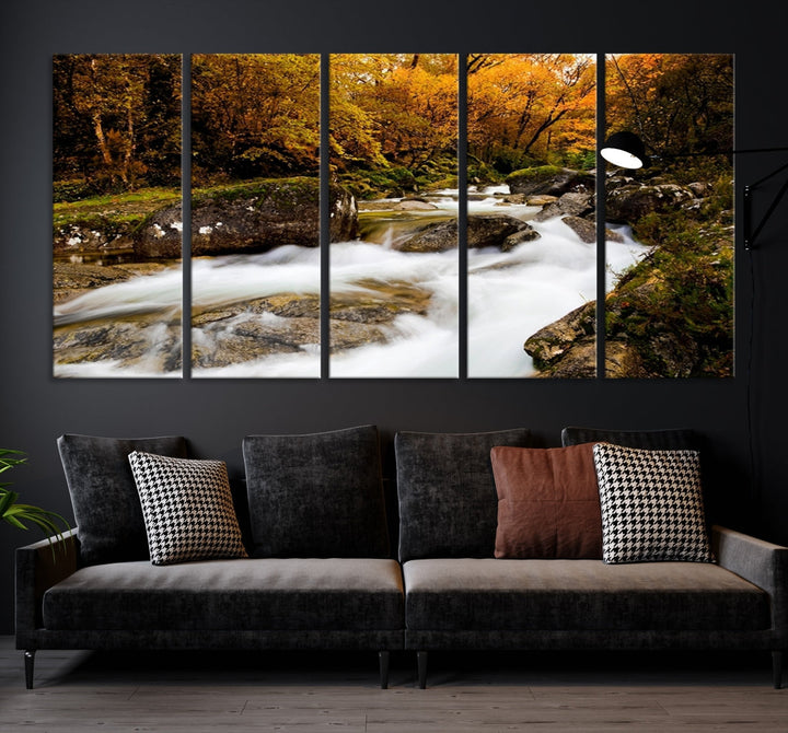 Waterfall Forest Landscape on Original Canvas Extra Large Wall Art Giclee Print