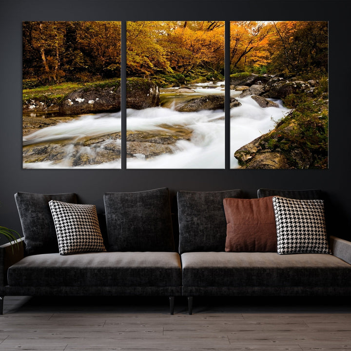 Waterfall Forest Landscape on Original Canvas Extra Large Wall Art Giclee Print