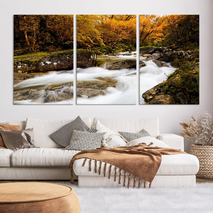 Waterfall Forest Landscape on Original Canvas Extra Large Wall Art Giclee Print