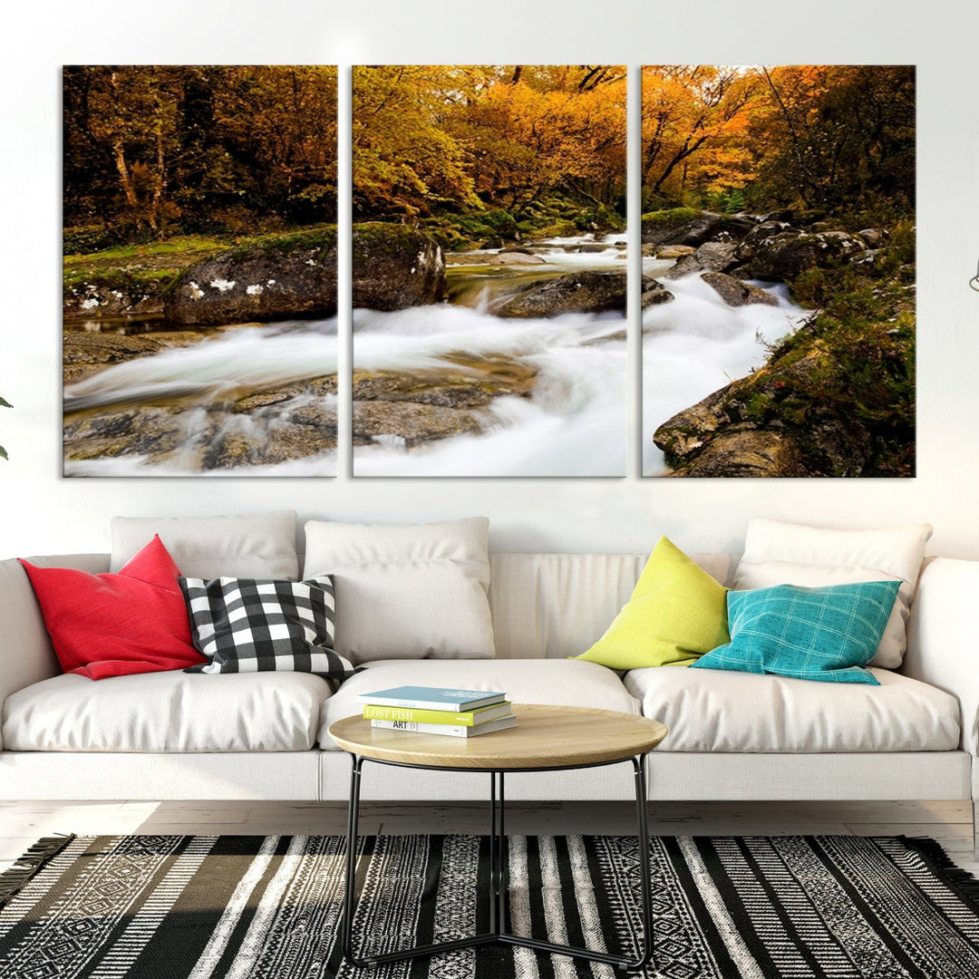 Waterfall Forest Landscape on Original Canvas Extra Large Wall Art Giclee Print