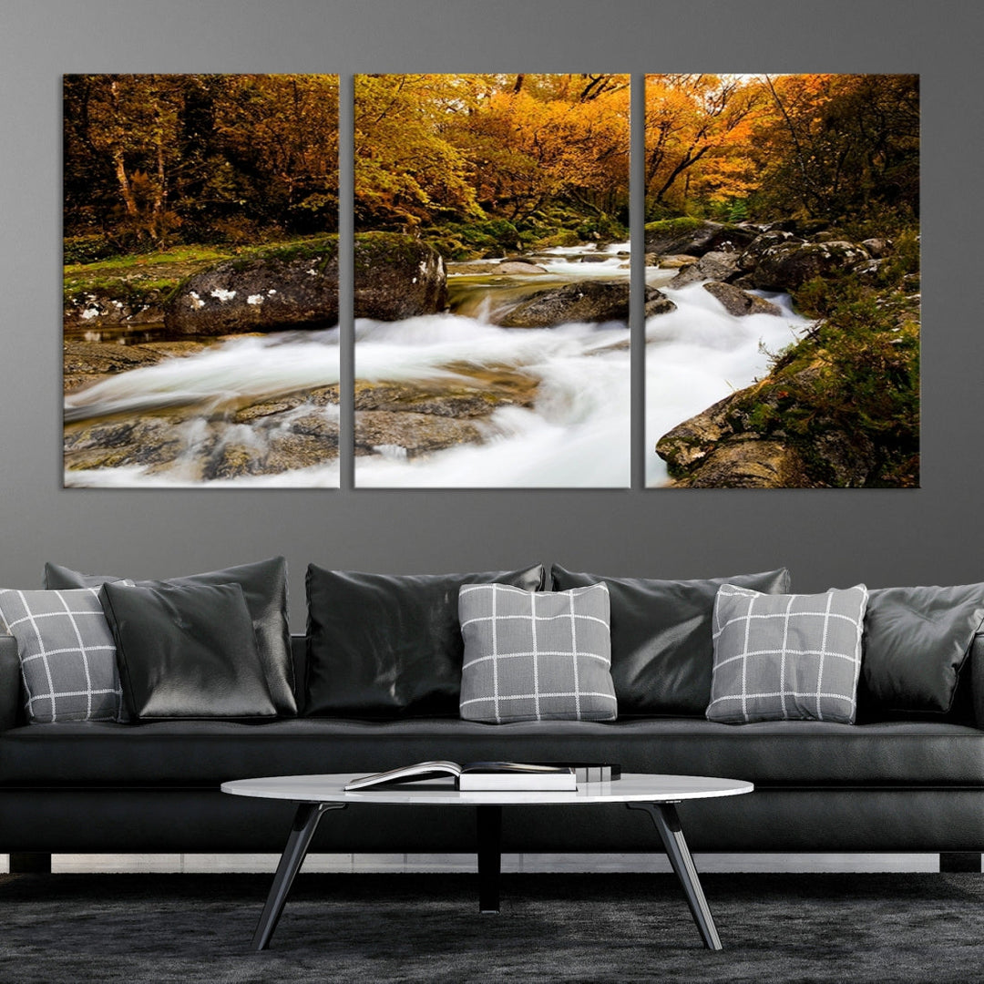 Waterfall Forest Landscape on Original Canvas Extra Large Wall Art Giclee Print