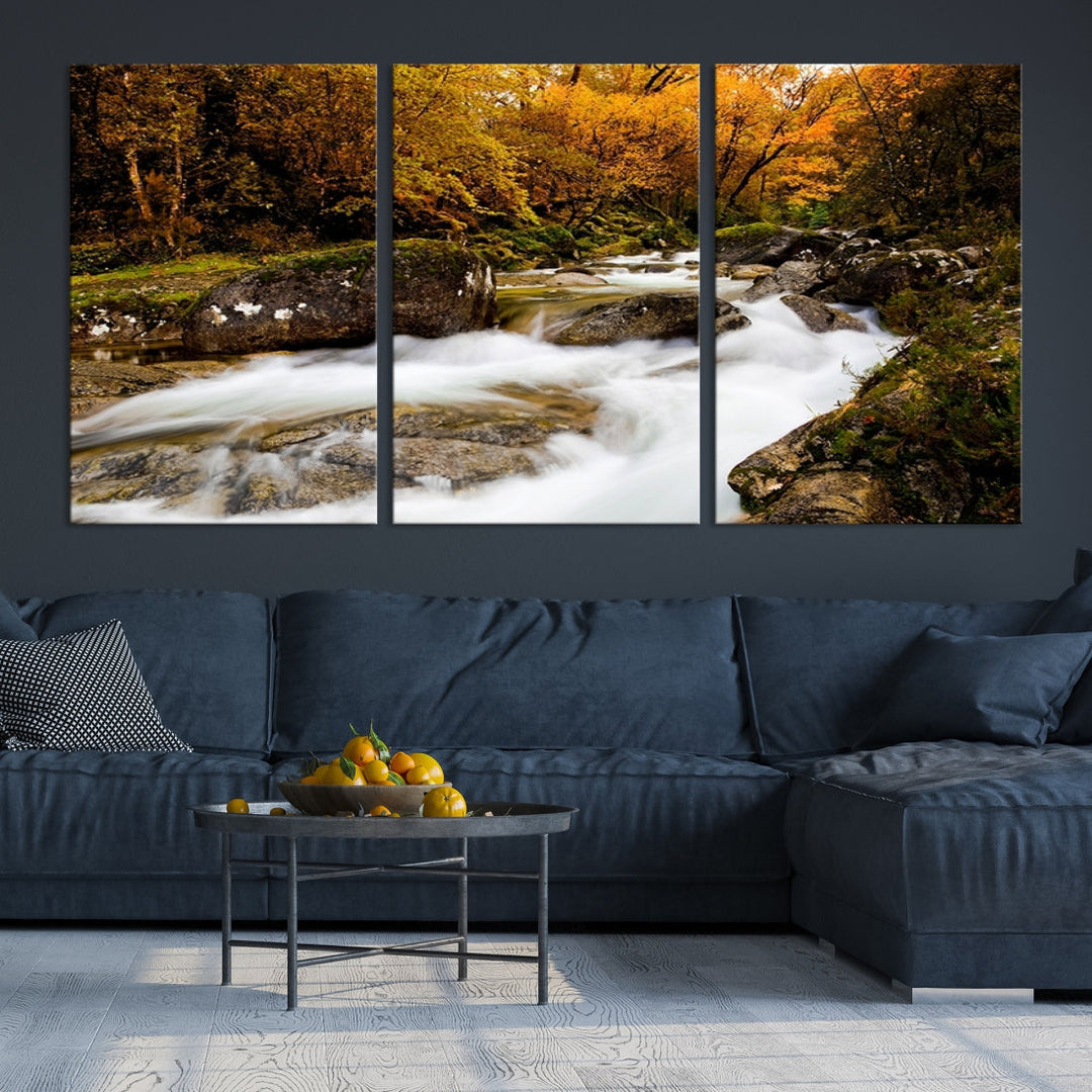 Waterfall Forest Landscape on Original Canvas Extra Large Wall Art Giclee Print