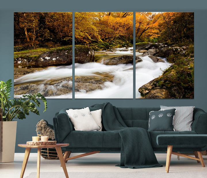 Waterfall Forest Landscape on Original Canvas Extra Large Wall Art Giclee Print