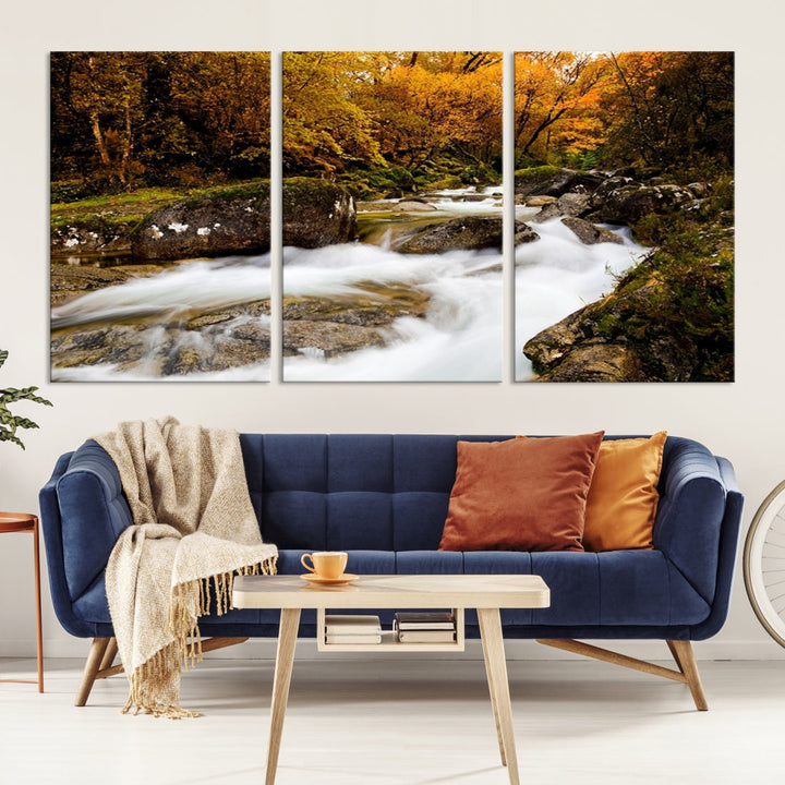 Waterfall Forest Landscape on Original Canvas Extra Large Wall Art Giclee Print