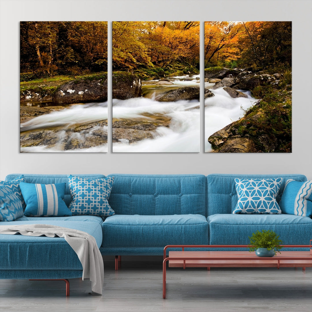 Waterfall Forest Landscape on Original Canvas Extra Large Wall Art Giclee Print